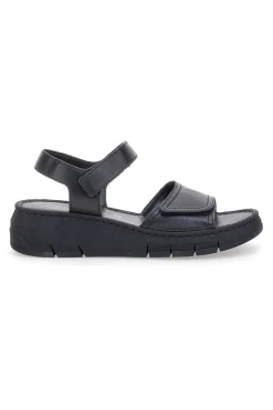 Sandali Neri con Strappi In Velcro Mio Tempo 350005