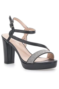 Sandali Neri con Tacco Alto e Fascia con Glitter FIRST LADY P542