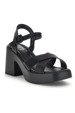 Sandali neri con tacco e plateau Prima riga BL501708