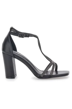 Sandali Neri Con Tacco e Strass The First 257
