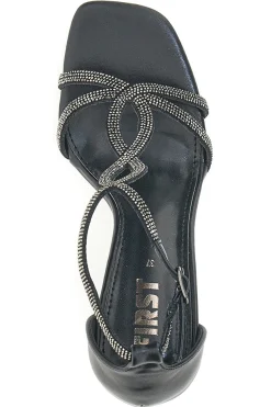 Sandali Neri Con Tacco e Strass The First 257