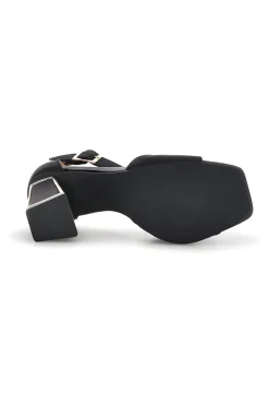 Sandali neri con tacco largo e cinturino First lady P698