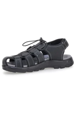 Sandali neri con velcro ed elastico johes land 2208
