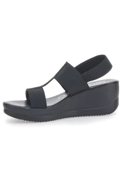Sandali Neri Con Zeppa Elasticizzati MIO TEMPO 2210/9738