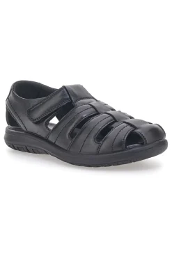 Sandali neri Fisherman in vera pelle Fly Nature FD101