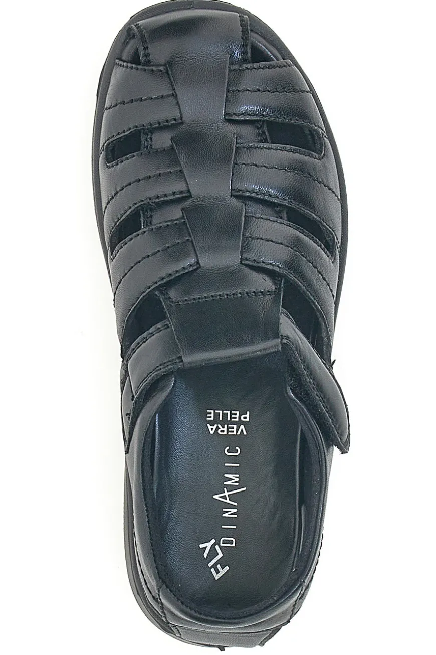 Sandali neri Fisherman in vera pelle Fly Nature FD101