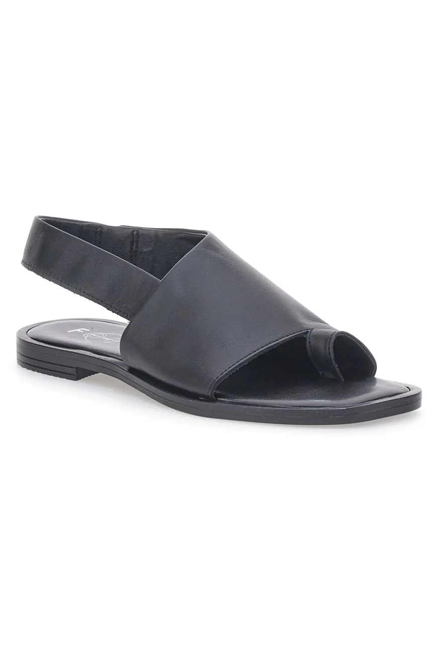 Sandali Neri Flat in Pelle Made in Italy Pittarello Focus 19348
