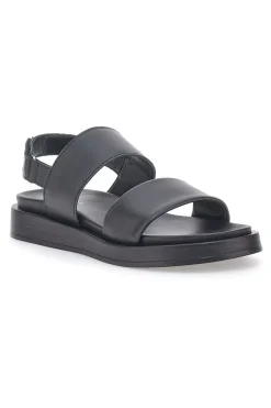 Sandali neri in pelle con doppia fascia e chiusura in velcro Pittarello Focus 28066IN