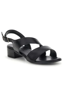 Sandali neri in pelle con fasce incrociate Pittarello look 243080