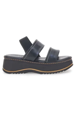 Sandali Neri in Pelle con Platform e Elastico Posteriore PITTARELLO 54874