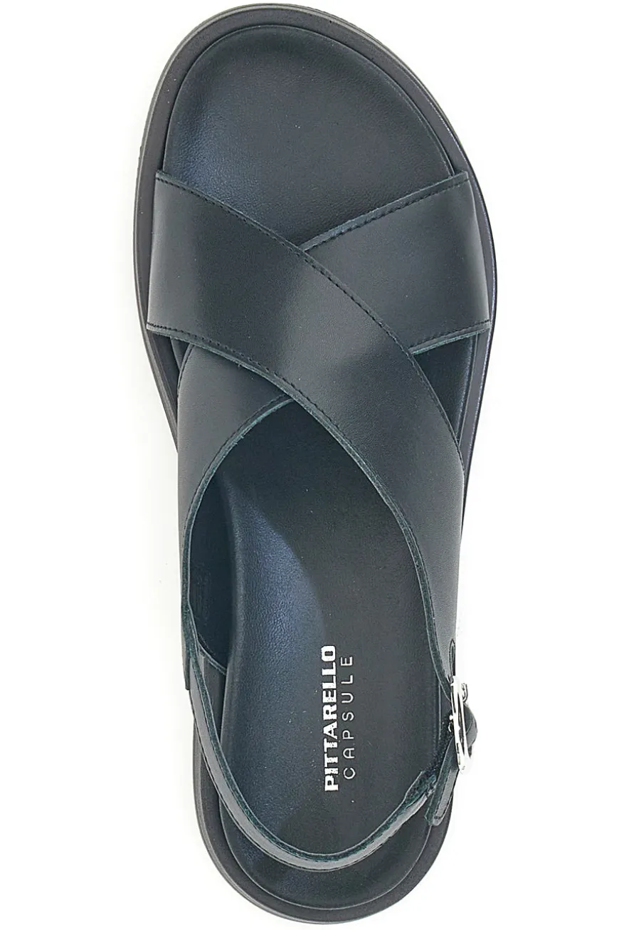 Sandali neri in pelle design minimal Pittarello Focus 28058