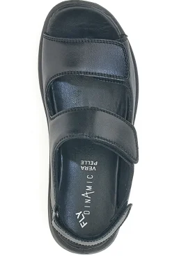 Sandali neri in vera pelle con doppio strappo Fly Dinamic FD102