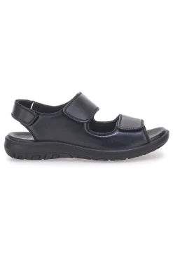 Sandali neri in vera pelle con doppio strappo Fly Dinamic FD102