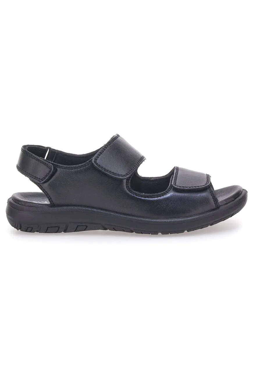 Sandali neri in vera pelle con doppio strappo Fly Dinamic FD102