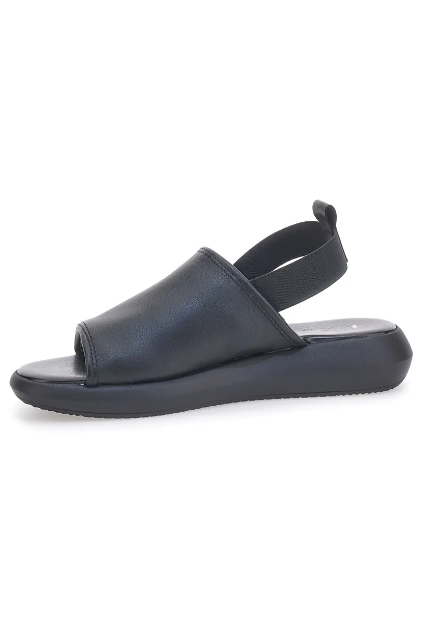 Sandali Neri In Vera Pelle Made in Italy Con Elastico Pittarello Focus 19515