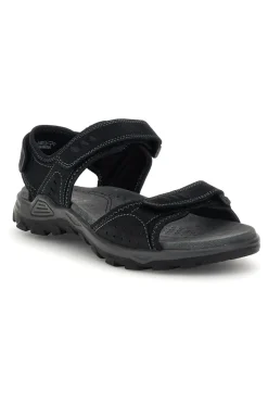 Sandali nero in vera pelle con chiusure a strappo Fly dynamic FD10