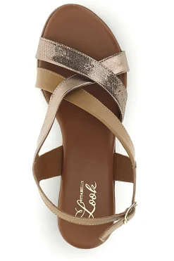 Sandali nocciola con fasce incrociate pelle Pittarello look 243170