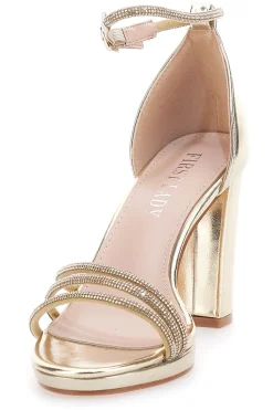 Sandali Oro Aperti Con Tacco E Cinturino First Lady P557
