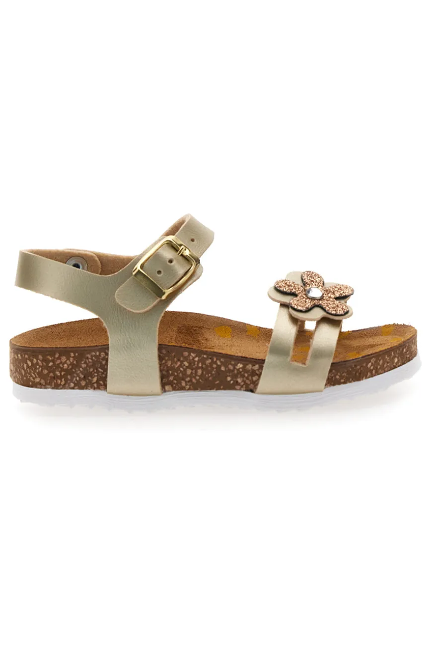 Sandali oro con fiore glitter Pittarello Bio 257A007SR