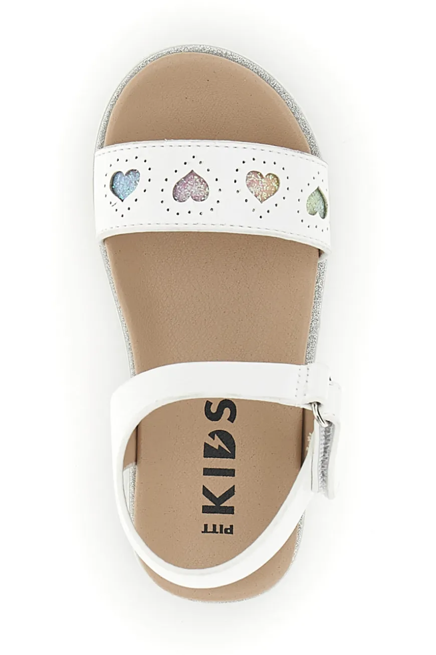 Sandali primi passi bianchi con cuoricini Pitt kids 392616S