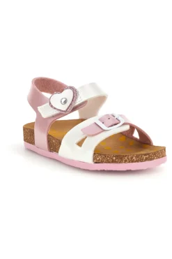 Sandali rosa bianchi con fibbia e cinturino cuore Pittarello bio 257A187SR