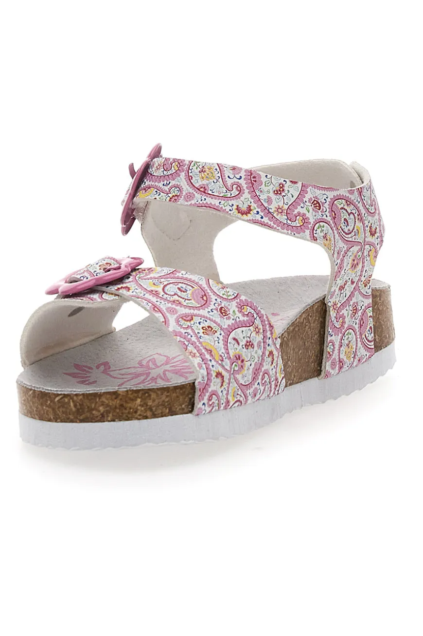 Sandali rosa con fantasia floreale e fibbie regolabili PITT KIDS 14503