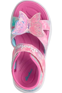Sandali rosa con farfalla luminosa Skechers Jumpsters Sandal Butterfly Brights