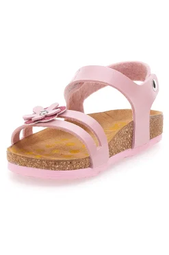 Sandali rosa con fiore glitter e plantare preformato Pittarello Bio 257A005SR