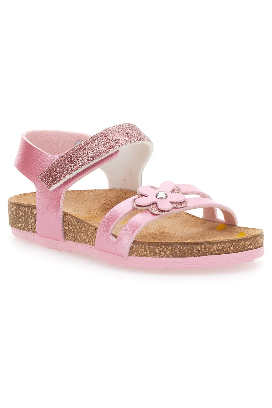 Sandali Rosa con Fiorellino Glitter Pittarello Bio 257005