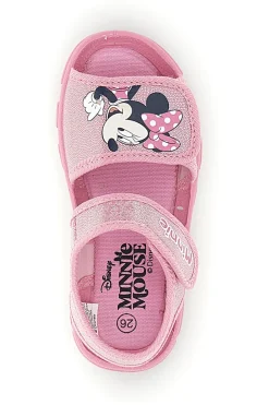 Sandali rosa con stampa Minnie e chiusura a strappo Minnie D3010815T