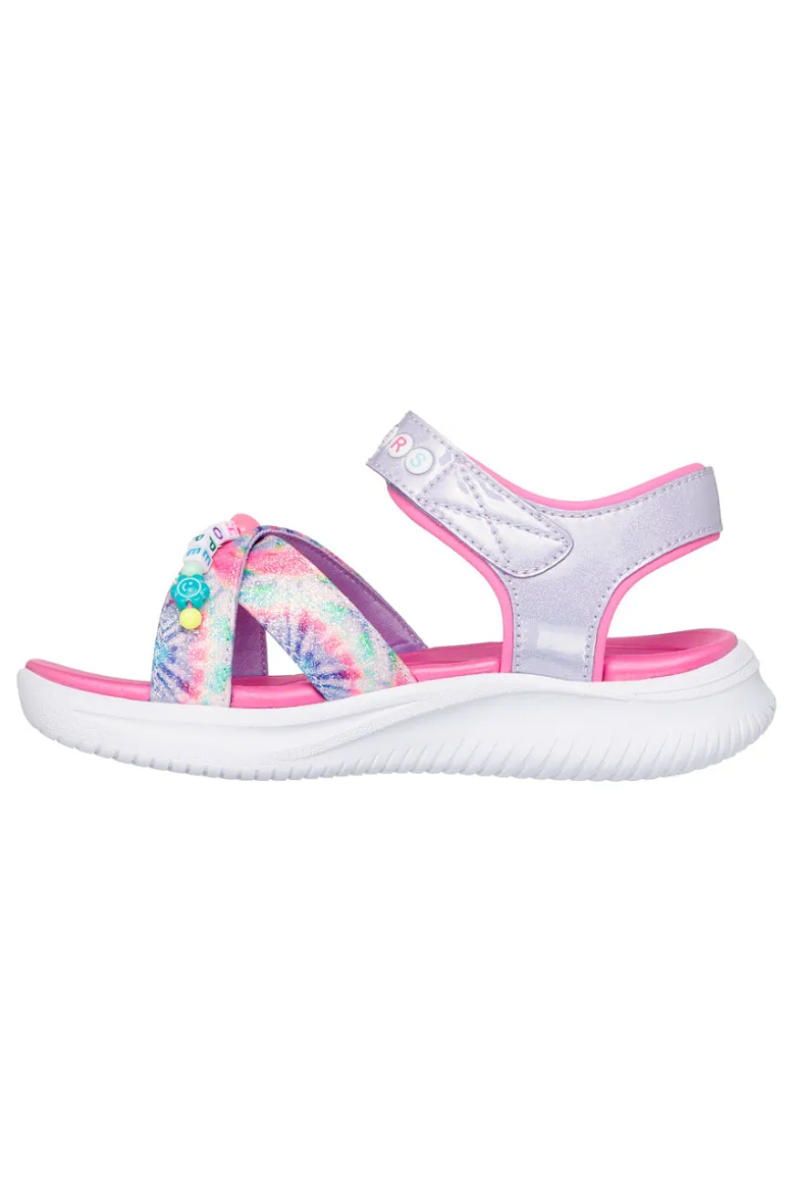 Sandali rosa con stampa tie dye Skechers Jumpsters Sandal Tie Dye Bffs