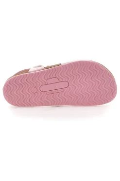 Sandali rosa e bianchi con fiocco glitter e plantare preformato Pittarello Bio 257A157SR