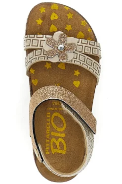 Sandali sabbia con doppia fascia glitter Pittarello Bio 257A712SR
