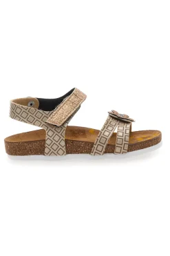 Sandali sabbia con doppia fascia glitter Pittarello Bio 257A712SR