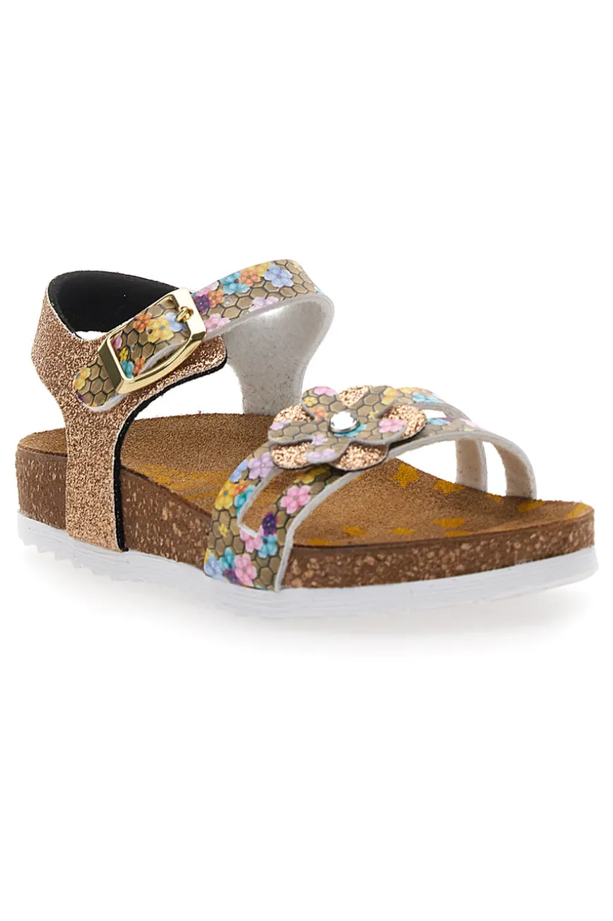 Sandali sabbia con fiore glitter Pittarello Bio 257A007SR