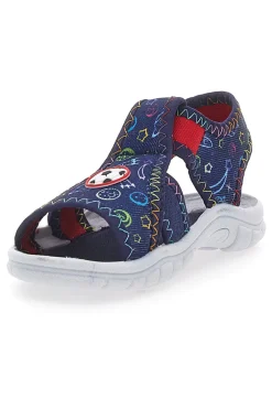 Sandali sportivi blu con grafiche PITT KIDS 2242783