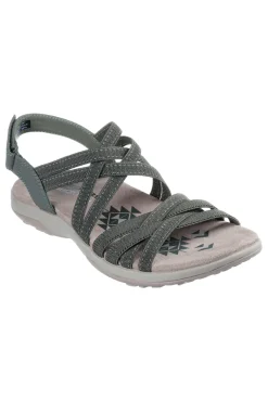 Sandali verde oliva con fasce elastiche regolabili Skechers REGGAE SLIM SUMMER GETAWAY