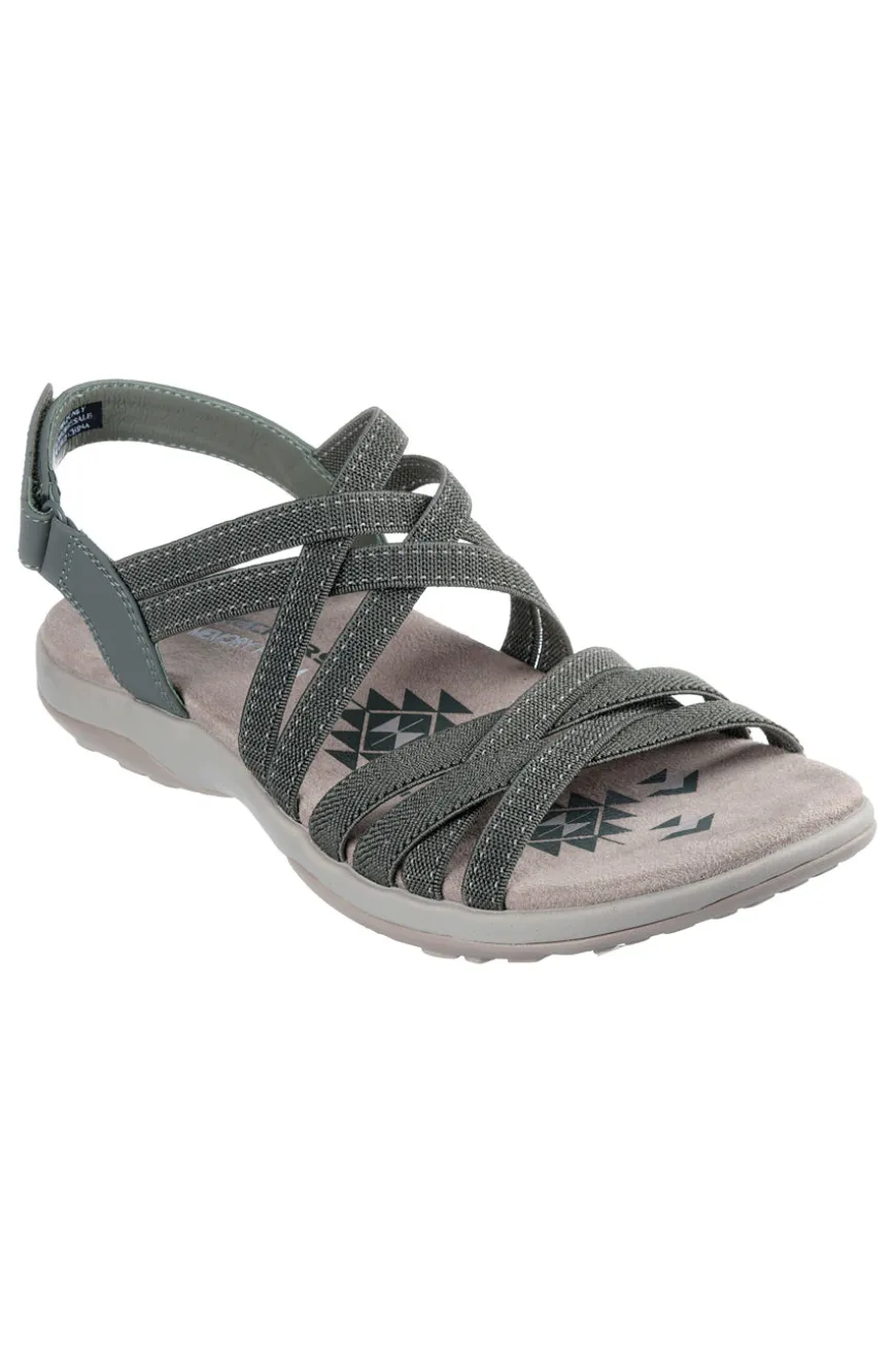 Sandali verde oliva con fasce elastiche regolabili Skechers REGGAE SLIM SUMMER GETAWAY