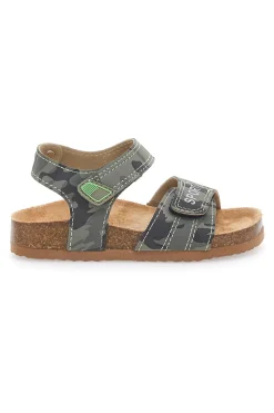 Sandali verdi con chiusura a strappo e scritta SPORT Pitt Kids 14513