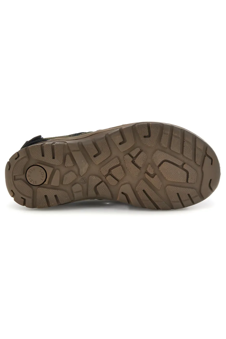 Sandali verdi in vera pelle con chiusura a strappo Fly dynamic FD07