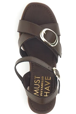 Sandalo marrone in pelle con tacco Pittarello Must Have 11927