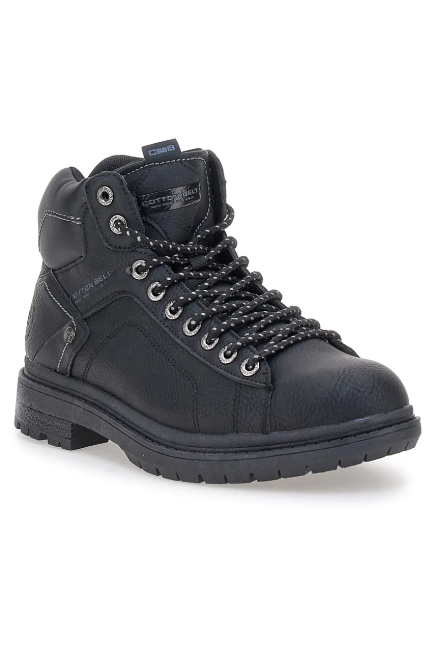 Scarpe alte nere stringate collo imbottito Cotton belt STANFORD LTH