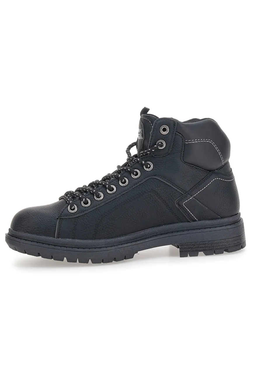 Scarpe alte nere stringate collo imbottito Cotton belt STANFORD LTH