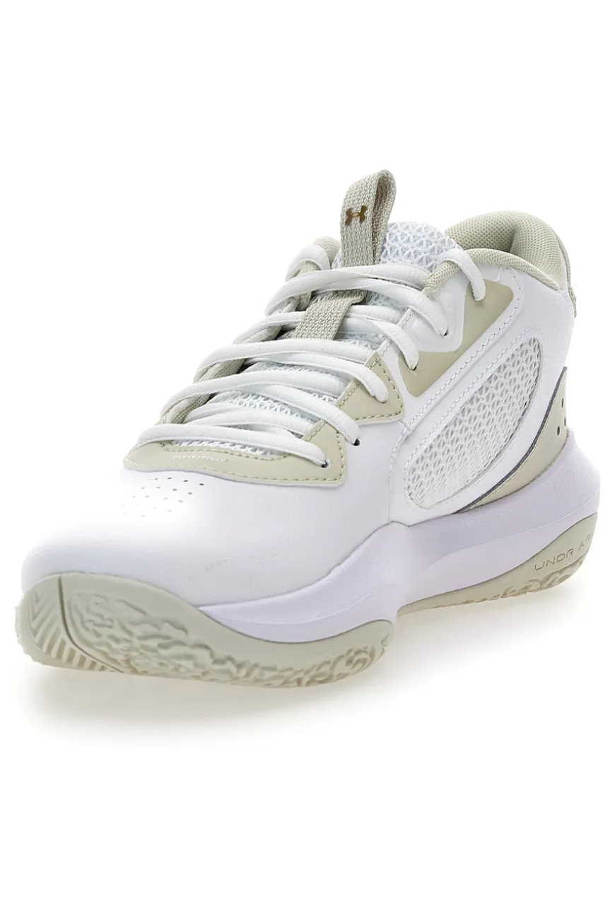 Scarpe basket bianche con inserti beige e suola ammortizzata Under Armour Lockdown 6