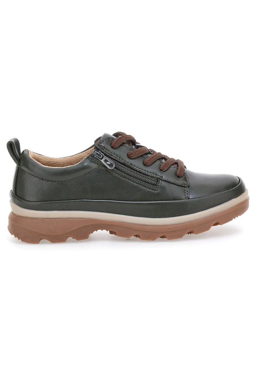 Scarpe basse verde scuro con zip laterale e suola carrarmato Altemberg 9
