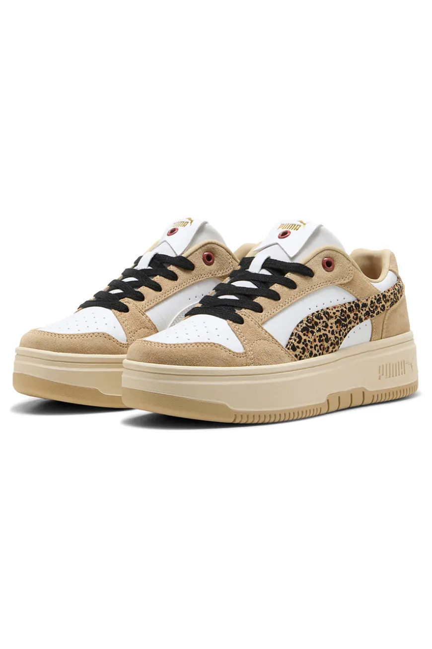 scarpe beige con dettagli animalier in suede Puma Rebound Femme Low Animal