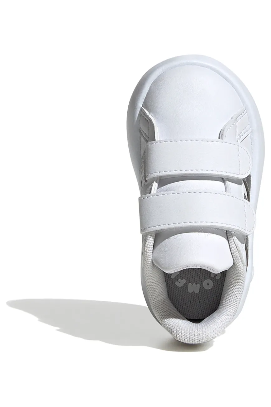 Scarpe bianche con strisce argento e suola Bubble memory Adidas Grand Court 2 CF I