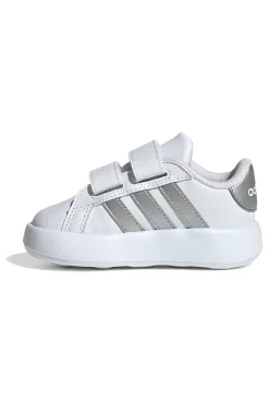 Scarpe bianche con strisce argento e suola Bubble memory Adidas Grand Court 2 CF I