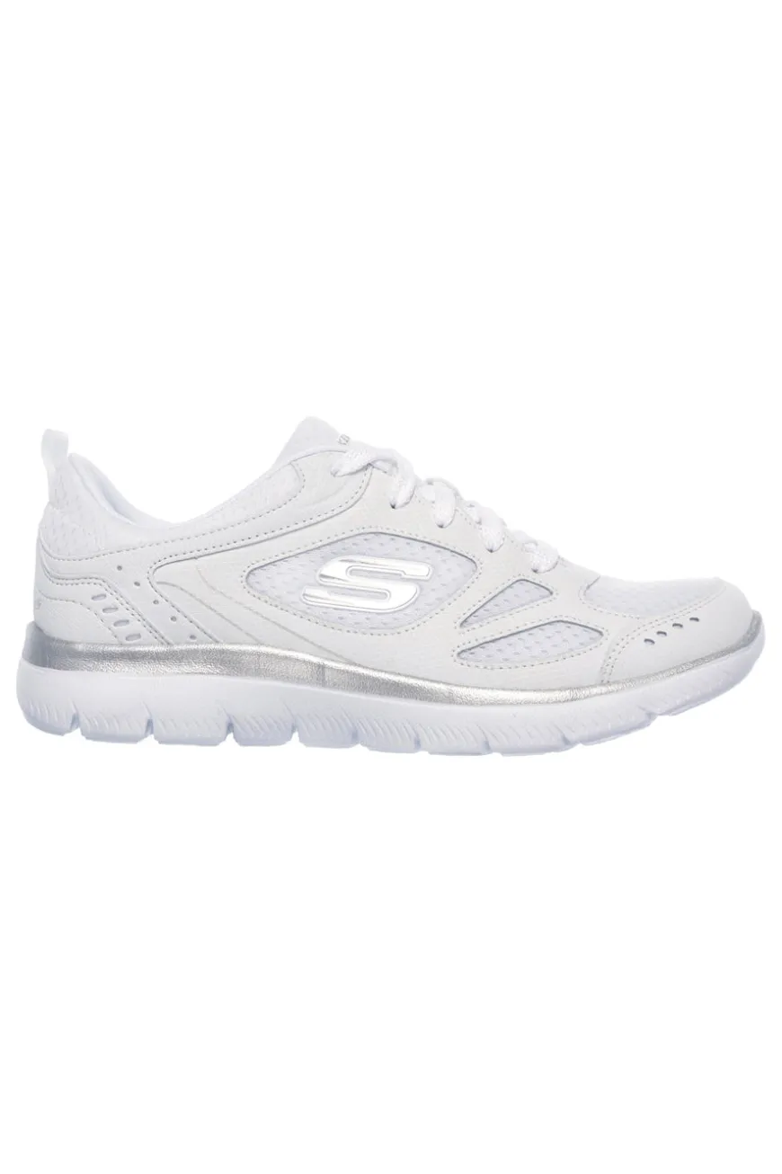 Scarpe bianche leggere con inserti argento Skechers SUMMITS SUITED