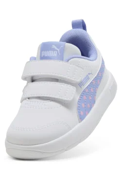 Scarpe bianche lilla con chiusura a strappo Puma Courtflex V3 Dotty V Inf